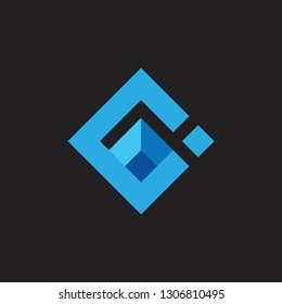 simple square geometric 3d diamond shape logo vector