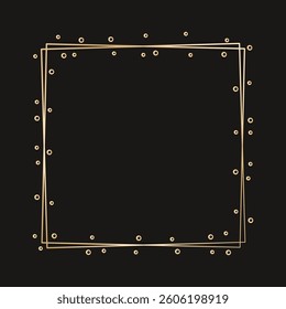 Simple square geometric gold frame. Vector modern design template for wedding or birthday invitation, brochure, poster and business card