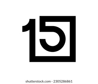 simple square geometric logo template of initial letter number 1 5