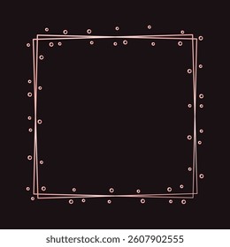 Simple square geometric rose gold frame. Modern design template for wedding or birthday invitation, brochure, poster and business card
