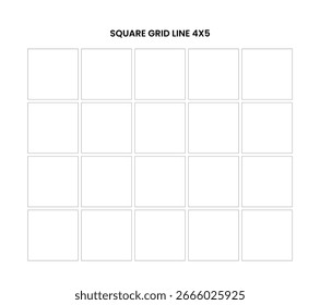 Simple square grid line 4x5 template