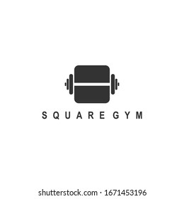 Simple square gym concept logo icon template vector design