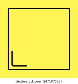 simple square icon, line vector isolated on yellow background. trendy and modern design