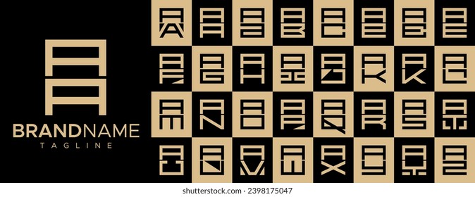 Einfaches quadratisches Buchstaben A Logo Design Set. 