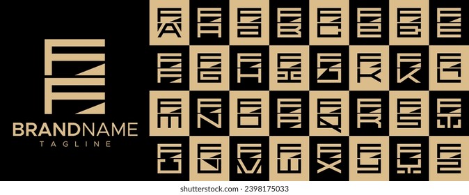 Conjunto de diseño de logotipo F FF de letra cuadrada simple. 