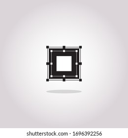 Simple square logo illustration. square logo icon vector isolated on grey background.