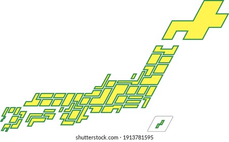 Simple and square map of Japan