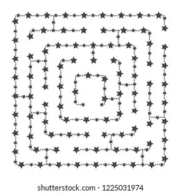 Simple square maze - starry sky. Game for kids. Puzzle for children. One entrance, one exit. Labyrinth conundrum. Flat vector illustration isolated on white background. With place for your image