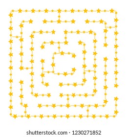 Simple square maze - starry sky. Game for kids. Puzzle for children. One entrance, one exit. Labyrinth conundrum. Flat vector illustration isolated on white background. With place for your image