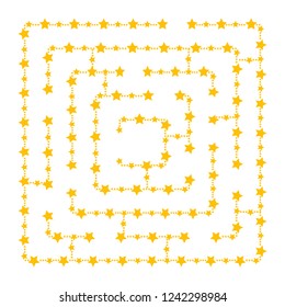 Simple square maze - starry sky. Game for kids. Puzzle for children. One entrance, one exit. Labyrinth conundrum. Flat vector illustration isolated on white background. With place for your image