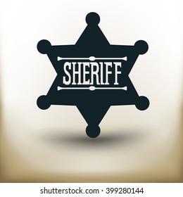 simple square pictogram Sheriff badge on beige background