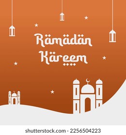 simple cuadrado ramadan kareem saludo por publicación en medios sociales