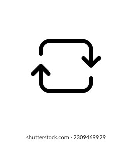 Simple Square Refresh Icon Symbol Black Outline High Quality Vector. EPS10