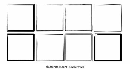 simple square shape frame paint brush vector
