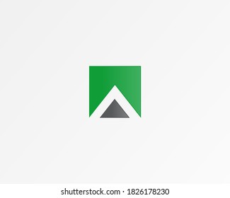 Simple square shape with triangle shape vector logo design icon