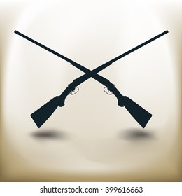 simple square symbol crossed rifles on beige background