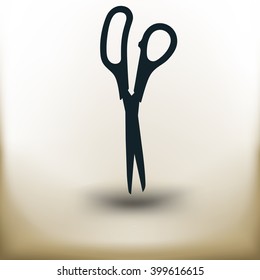 simple square symbol scissors on beige background