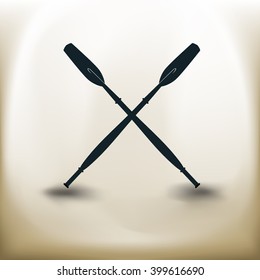 simple square symbol two paddles on beige background