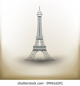 simple square symbol vertical Eiffel Tower on beige background