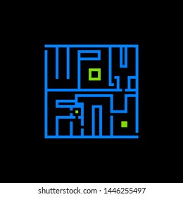 simple square typography maze style vector logo