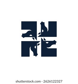 simple square vector pattern or logo of horse head