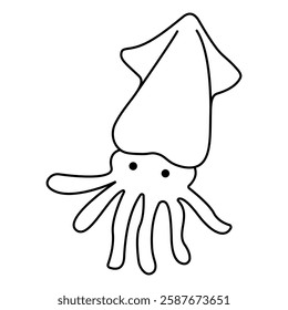 Simple squid icon showcasing its unique shape, perfect for marine-themed designs and educational materials.