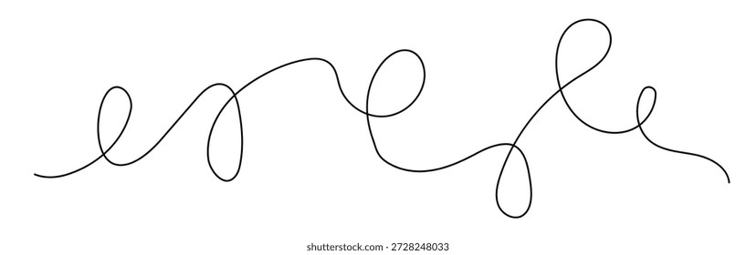 Línea de squiggle simple para el diseño abstracto y los acentos del arte. Curva ondulada delgada y trazo continuo rizado para composiciones de doodle de Vector. Elemento lineal dibujado a mano para decoración y uso gráfico.