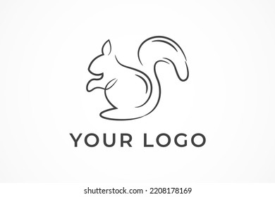 Simple Squirrel Line Art Icon Logo