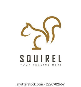 Simple squirrel logo in line art style. icon vector illustration