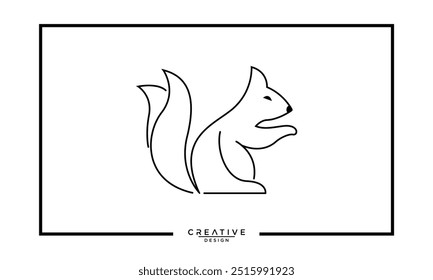 Simple squirrel logo in line art style. icon vector illustration