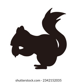 
Simple squirrel silhouette material eating acorns, vector.