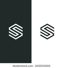 Logotipo simple del hexágono de los SS, moderno, limpio, audaz, mínimo, perfecto para el negocio y la marca de la tecnología