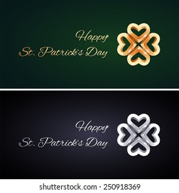 Simple St. Patrick's Day Cards with Golden and Silver Clovers