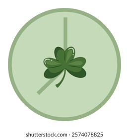 simple st patrick's day clock icon with shamrock in the middle of the icon for various designs, posters or banners	