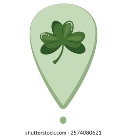 simple st patrick's day map icon with shamrock in the middle of the icon icon for a variety of designs, posters or banners	