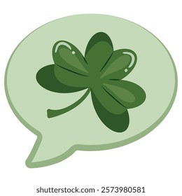 simple st patrick's day thought bubble icon with shamrock in the middle of the badge icon for various designs, posters or banners