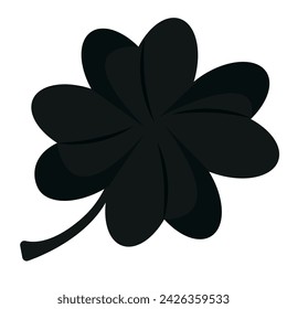 simple st patrick's day three leaf clover drawn and filled with black outline, for logo or design