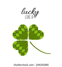 Simple St. Patrick's Day wishing card with shamrock and a slogan