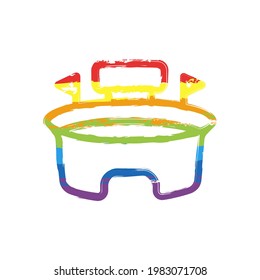 Simple stadium icon, sport arena. Drawing sign with LGBT style, seven colors of rainbow (red, orange, yellow, green, blue, indigo, violet