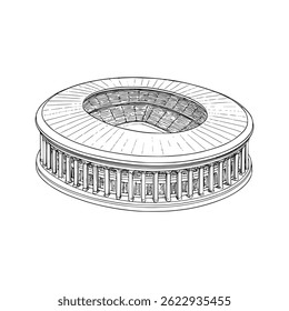 Simple Stadium Outline Vector – Modern Architecture - Stadium Architectural Design