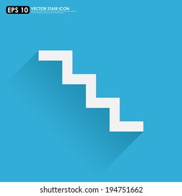 Simple stair icon on blue background