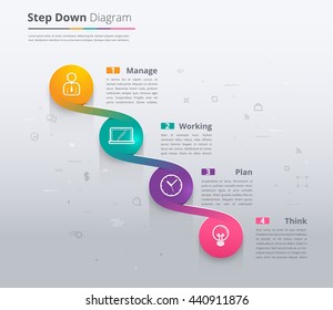 Simple stair infographic diagram. chart and icon sample. step down infographic. timeline infographic for presentation. vector stock.