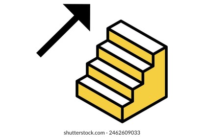 Einfaches Treppensymbol, isometrische Darstellung, Vektorillustration