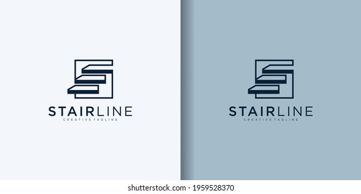 simple stairs line modern logo vector icon design illustration