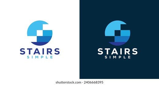 Logo de Simple Stairs. Escalera Pasa con éxito con la plantilla de diseño del logotipo del símbolo del estilo minimalista moderno.