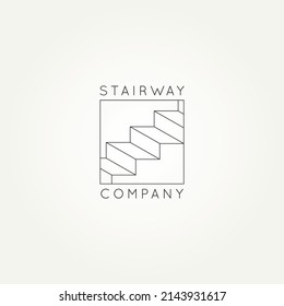 simple stairway line art logo template vector illustration design. minimalist architecture or interior company logo concept