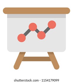 
A simple stand board showing presentation with the line graph 
