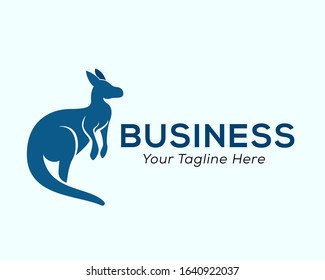 Simple stand kangaroo big tail look up logo design inspiration