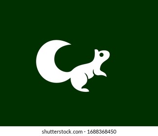simple stand squirrel look up at green background logo design inspiration