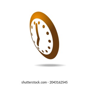 Simple standard gold clock. Minimalist industrial clock. Drawn on a sphere